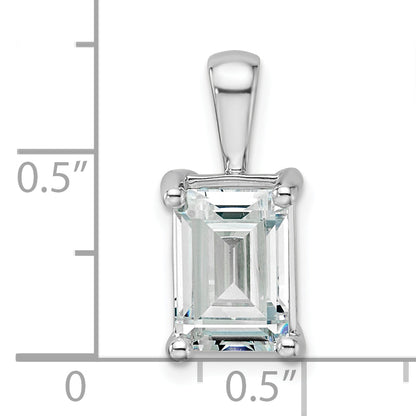 14K White Gold 3 Carat Lab Grown Diamond Vs+ F+ Emerald Complete Four Prong Pendant