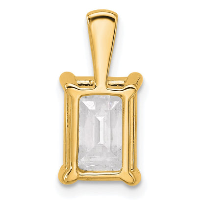 14K Yellow Gold 3 Carat Lab Grown Diamond Vs+ F+ Emerald Complete Four Prong Pendant