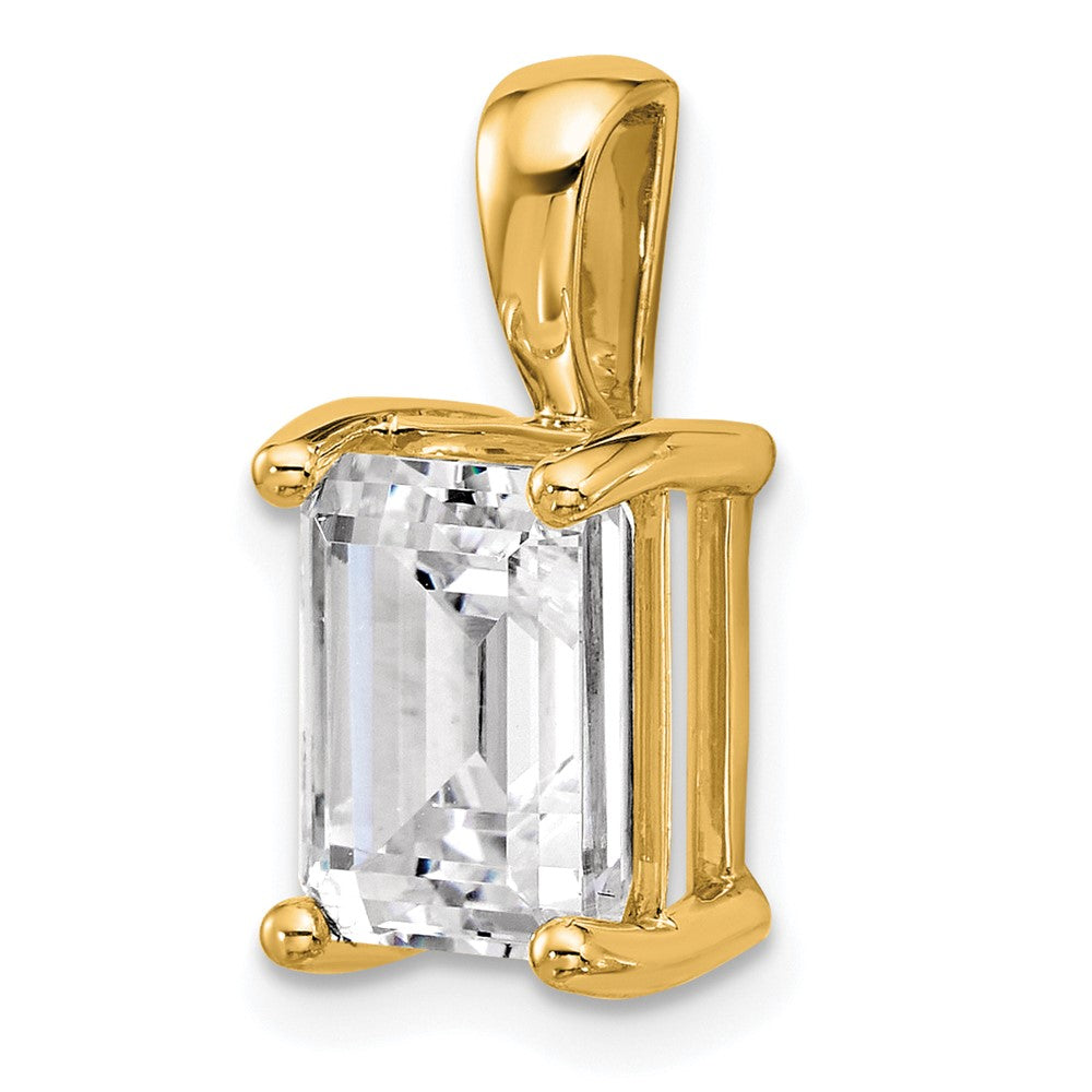 14K Yellow Gold 3 Carat Certified Lab Grown Diamond Vs+ F+ Emerald Complete Four Prong Pendant