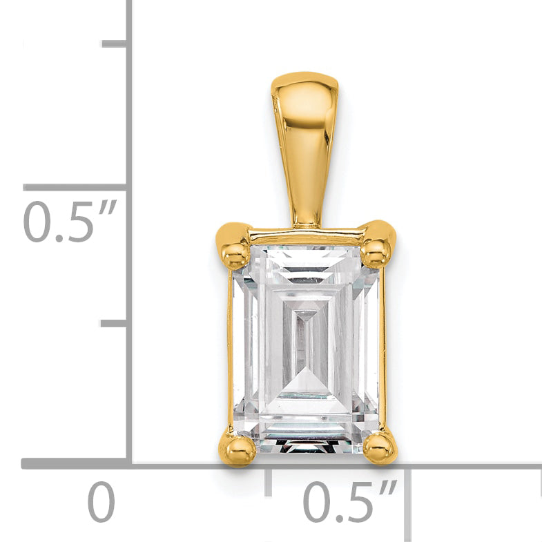 14k Yellow Gold 3 Ct. Certified Lab Grown Diamond VS/SI+ G+ Emerald Four Prong Pendant