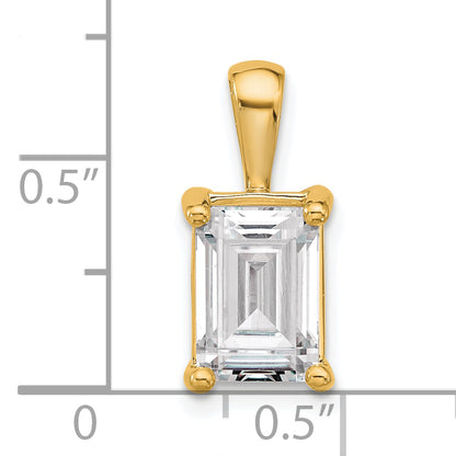 14k Yellow Gold 3 Ct. Certified Lab Grown Diamond VS/SI+ G+ Emerald Four Prong Pendant