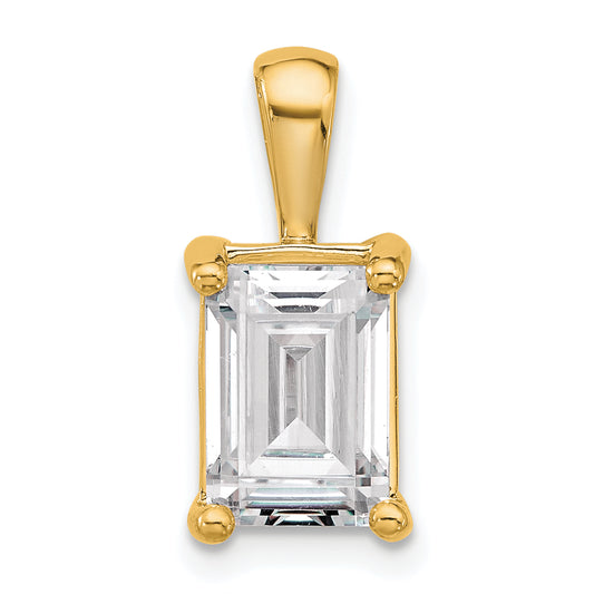 14k Yellow Gold 3 Ct. Lab Grown Diamond VS/SI+ G+ Emerald Four Prong Pendant