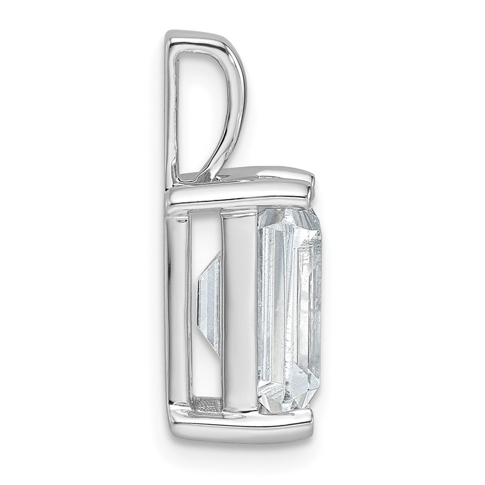 14K White Gold 4 Carat Lab Grown Diamond Vs+ F+ Emerald Complete Four Prong Pendant