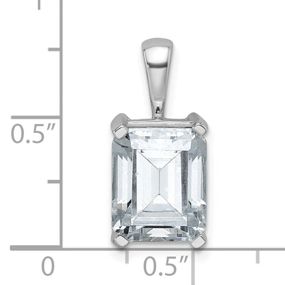 14k White Gold 4 Ct. Lab Grown Diamond VS/SI+ G+ Emerald Four Prong Pendant