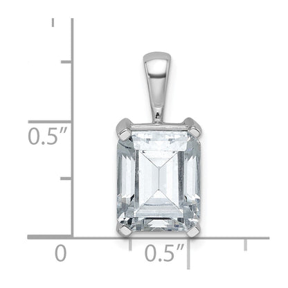 14K White Gold 4 Carat Lab Grown Diamond Vs+ F+ Emerald Complete Four Prong Pendant