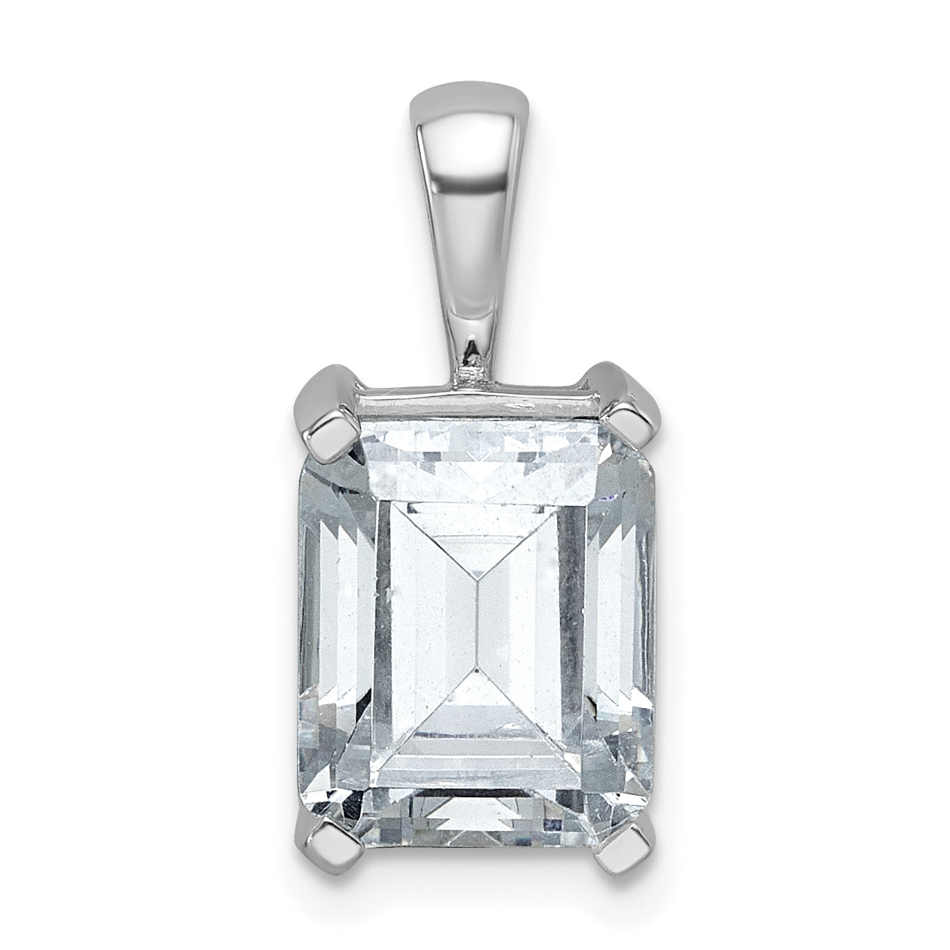 14k White Gold 4 Ct. Lab Grown Diamond VS/SI+ G+ Emerald Four Prong Pendant