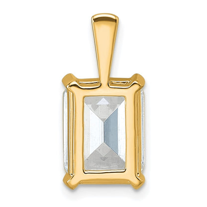 14K Yellow Gold 4 Carat Certified Lab Grown Diamond Vs+ F+ Emerald Complete Four Prong Pendant