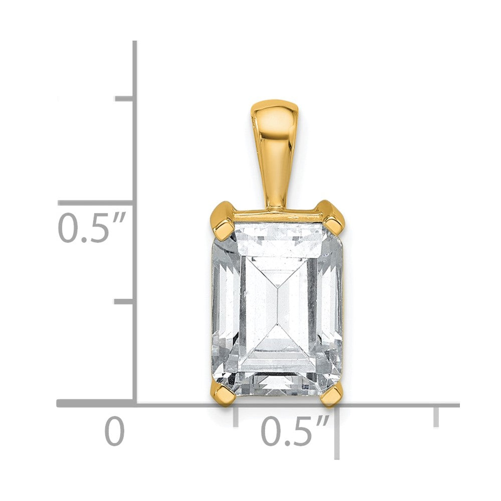 14K Yellow Gold 4 Carat Certified Lab Grown Diamond Vs+ F+ Emerald Complete Four Prong Pendant