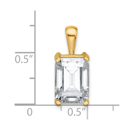 14K Yellow Gold 4 Carat Certified Lab Grown Diamond Vs+ F+ Emerald Complete Four Prong Pendant