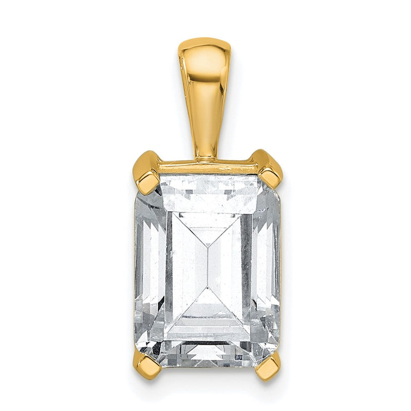 14K Yellow Gold 4 Carat Lab Grown Diamond Vs+ F+ Emerald Complete Four Prong Pendant