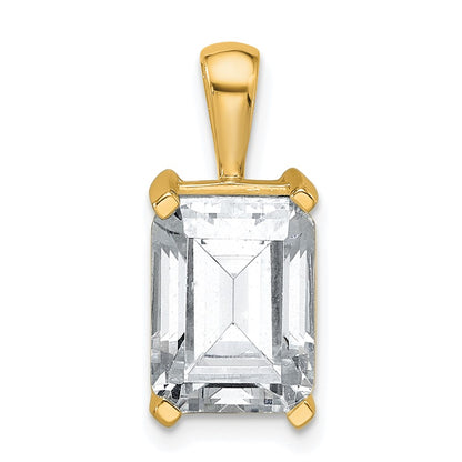 14k Yellow Gold 4 Ct. Lab Grown Diamond VS/SI+ G+ Emerald Four Prong Pendant