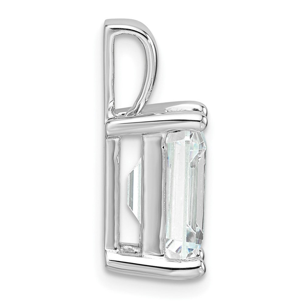 14k White Gold 5 Ct. Lab Grown Diamond VS/SI+ G+ Emerald Four Prong Pendant