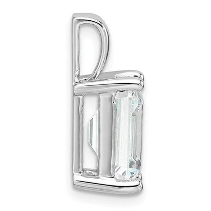 14k White Gold 5 Ct. Lab Grown Diamond VS/SI+ G+ Emerald Four Prong Pendant