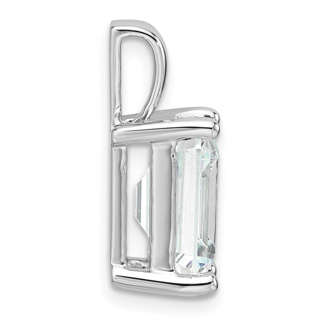 14k White Gold 5 Ct. Lab Grown Diamond VS/SI+ G+ Emerald Four Prong Pendant