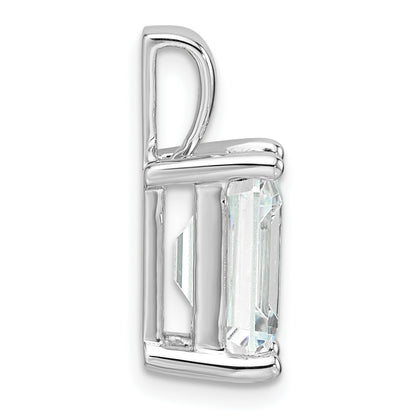 14k White Gold 5 Ct. Lab Grown Diamond VS/SI+ G+ Emerald Four Prong Pendant