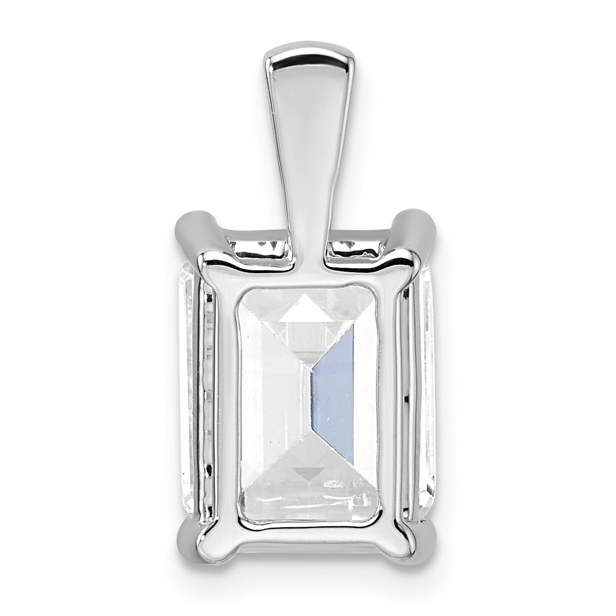 14k White Gold 5 Ct. Lab Grown Diamond VS/SI+ G+ Emerald Four Prong Pendant