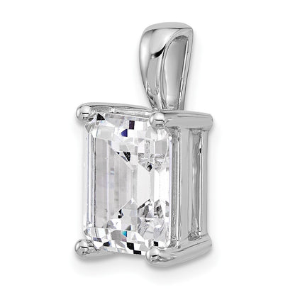 14K White Gold 5 Carat Certified Lab Grown Diamond Vs+ F+ Emerald Complete Four Prong Pendant