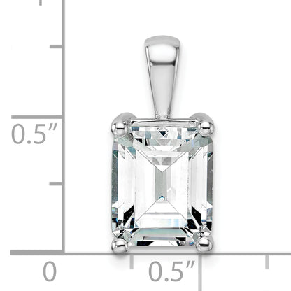14k White Gold 5 Ct. Lab Grown Diamond VS/SI+ G+ Emerald Four Prong Pendant