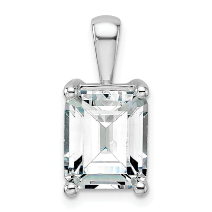14k White Gold 5 Ct. Lab Grown Diamond VS/SI+ G+ Emerald Four Prong Pendant