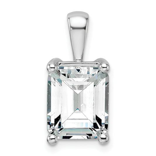 14k White Gold 5 Ct. Lab Grown Diamond VS/SI+ G+ Emerald Four Prong Pendant