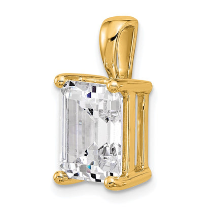 14k Yellow Gold 5 Ct. Lab Grown Diamond VS/SI+ G+ Emerald Complete Four Prong Pendant