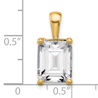 14k Yellow Gold 5 Ct. Lab Grown Diamond VS/SI+ G+ Emerald Four Prong Pendant
