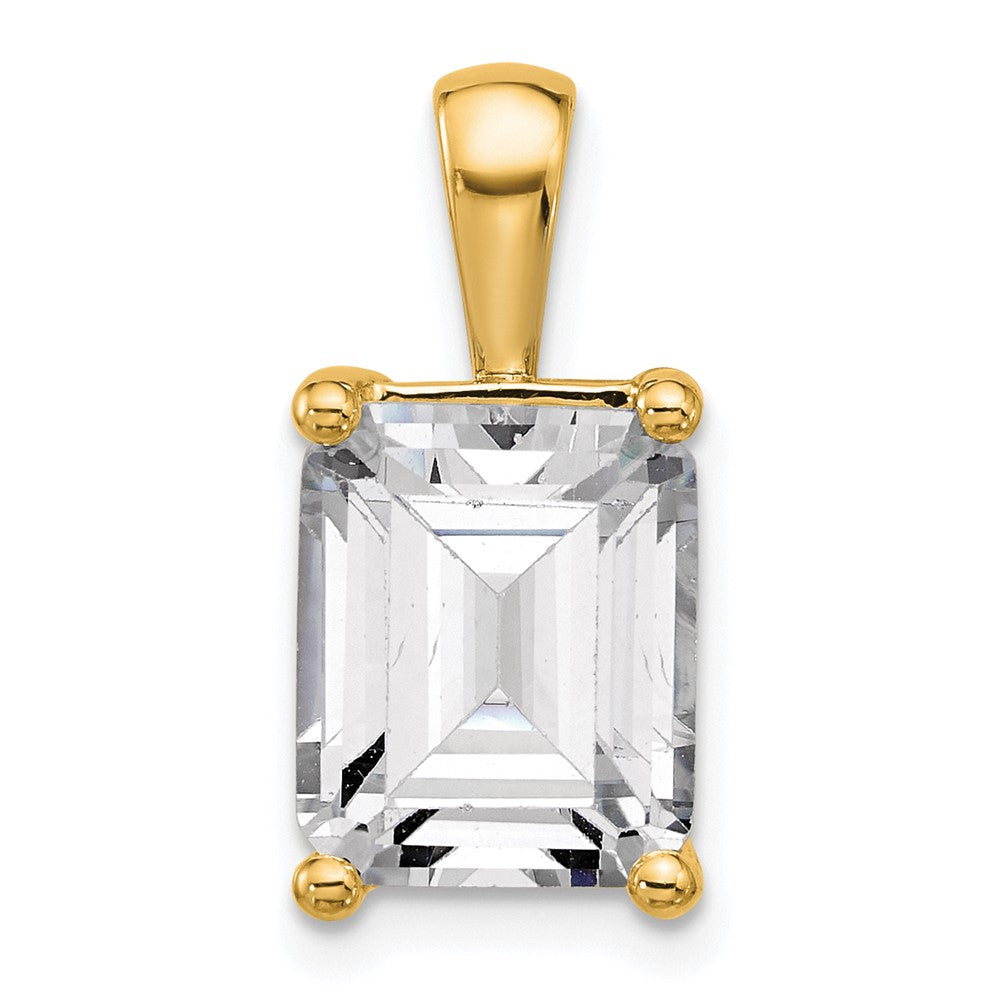 14K Yellow Gold 5 Carat Certified Lab Grown Diamond Vs+ F+ Emerald Complete Four Prong Pendant
