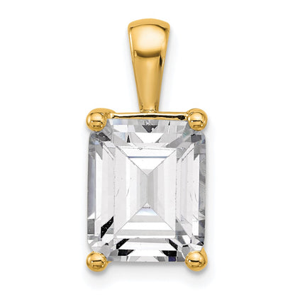 14K Yellow Gold 5 Carat Certified Lab Grown Diamond Vs+ F+ Emerald Complete Four Prong Pendant