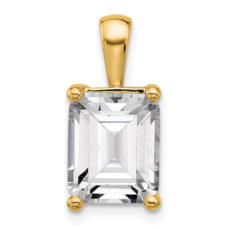 14K Yellow Gold 5 Carat Certified Lab Grown Diamond Vs+ F+ Emerald Complete Four Prong Pendant