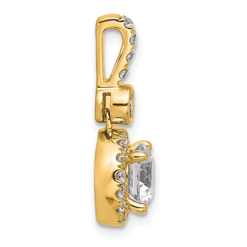 14K Yellow Gold 2 carat Lab Grown Diamond VS+ F+ Round Complete Halo Pendant