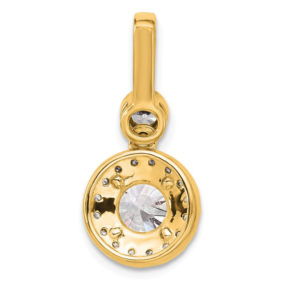 14K Yellow Gold 2 carat Lab Grown Diamond VS+ F+ Round Complete Halo Pendant