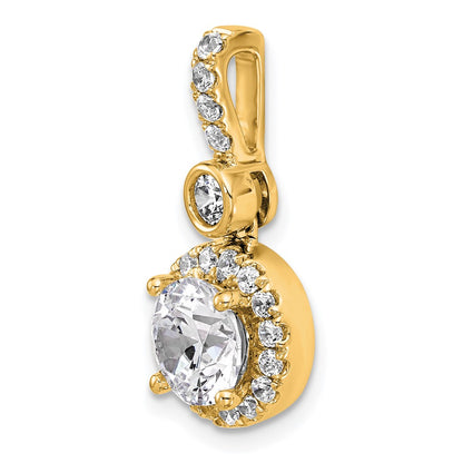 14K Yellow Gold 2 carat Certified Lab Grown Diamond VS/SI+ G+ Round Complete Halo Pendant