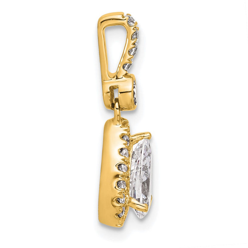 14K Yellow Gold 1 carat Certified Lab Grown Diamond VS/SI+ G+ Pear Complete Halo Pendant