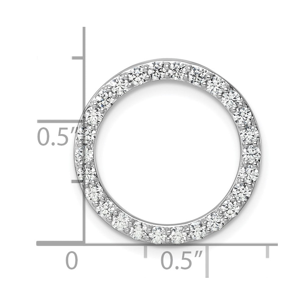 14k White Gold 1 Ct. Lab Grown Diamond VS/SI+ G+ Circle Chain Slide Pendant
