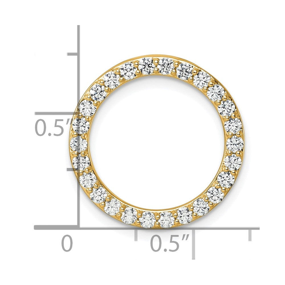 14k Yellow Gold 14k 1 carat Lab Grown Diamond VS+ F+ Circle Chain Slide Pendant