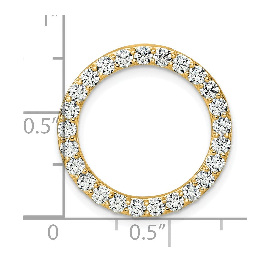 14k Yellow Gold 14k 1 1/2 carat Lab Grown Diamond VS+ F+ Circle Chain Slide Pendant