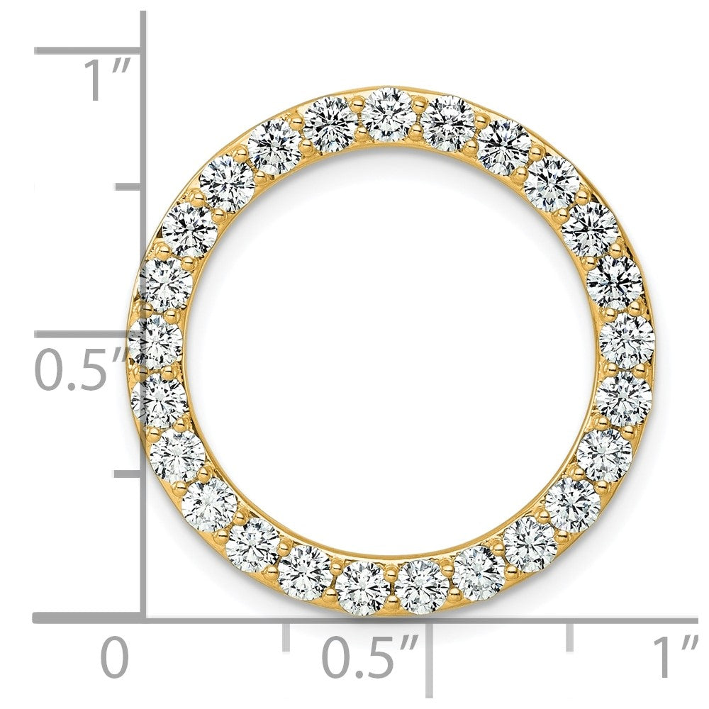 14k Yellow Gold 14k 2 carat Lab Grown Diamond VS/SI+ G+ Circle Chain Slide Pendant