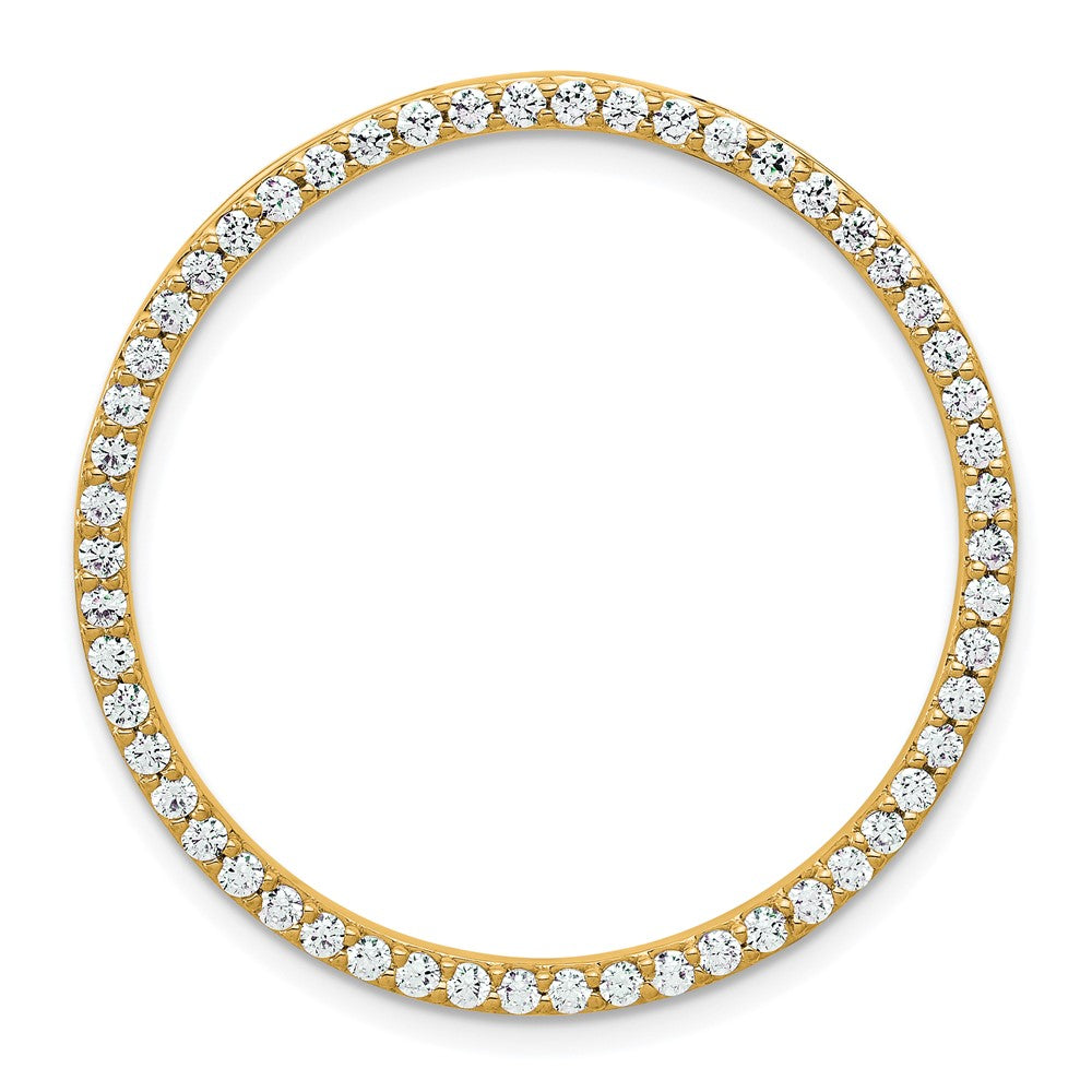 14k Yellow Gold 14k 1 carat Lab Grown Diamond VS+ F+ Circle Chain Slide Pendant
