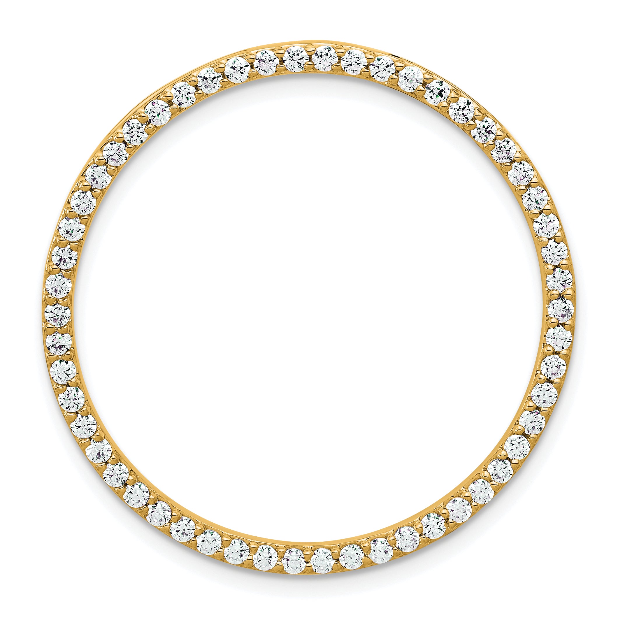 14k Yellow Gold 14k 1 carat Lab Grown Diamond VS+ F+ Circle Chain Slide Pendant