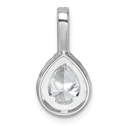 14K White Gold Lab Grown Diamond VS/SI+ G+ Pear Halo Pendant
