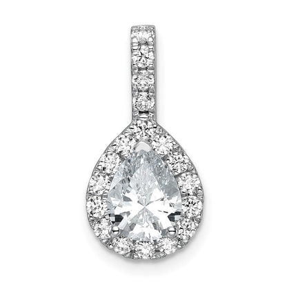 14K White Gold Lab Grown Diamond VS/SI+ G+ Pear Halo Pendant