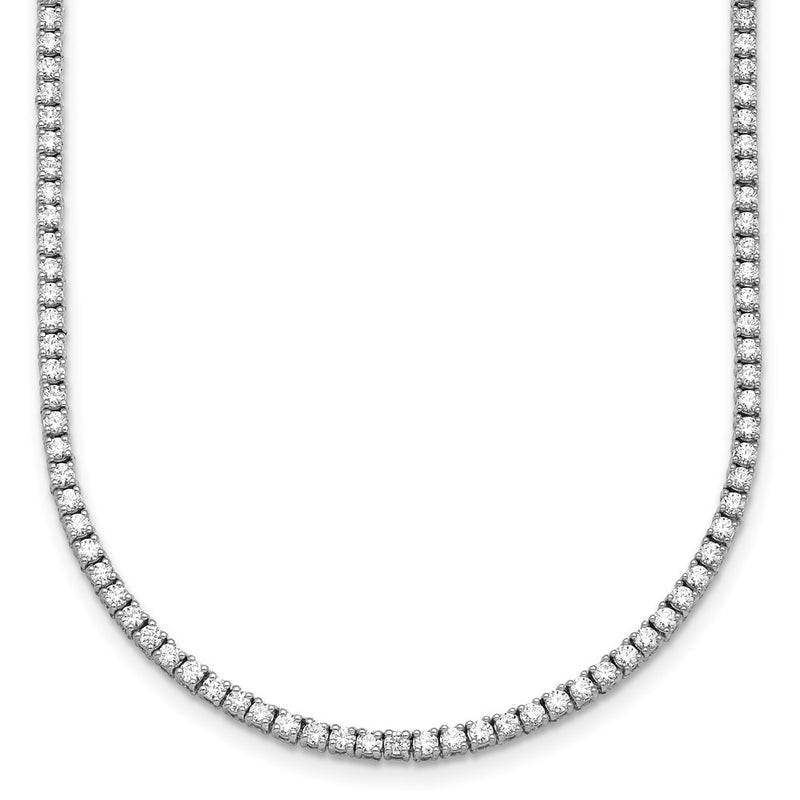 14K White Gold 6 Carat Lab Grown Diamond Vs+ F+ Complete Round Straight Tennis Necklace