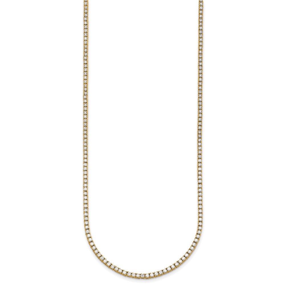 14K Yellow Gold 5 1/2 Carat Lab Grown Diamond Vs+ F+ Complete Round Straight Tennis Necklace