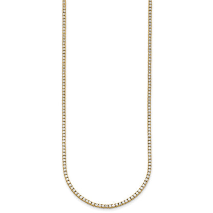 14K Yellow Gold 5 1/2 Carat Lab Grown Diamond Vs+ F+ Complete Round Straight Tennis Necklace