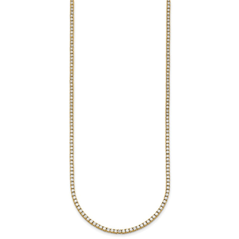 14K Yellow Gold 5 1/2 Carat Lab Grown Diamond Vs+ F+ Complete Round Straight Tennis Necklace