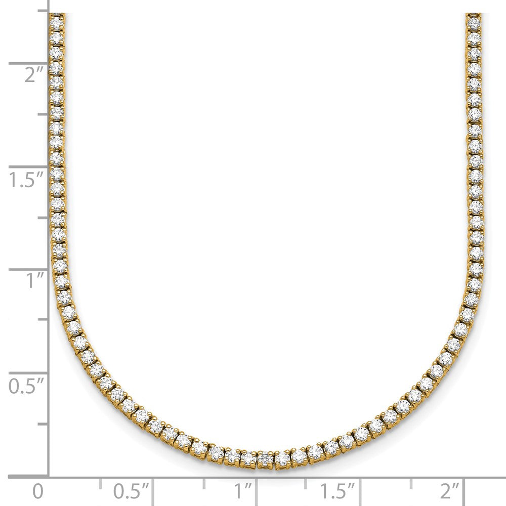 14K Yellow Gold 5 1/2 Carat Lab Grown Diamond Vs+ F+ Complete Round Straight Tennis Necklace