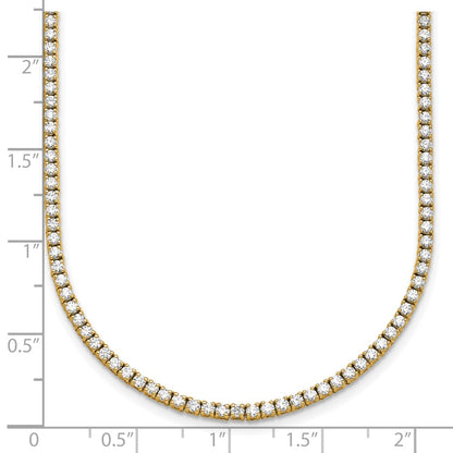 14K Yellow Gold 5 1/2 Carat Lab Grown Diamond Vs+ F+ Complete Round Straight Tennis Necklace