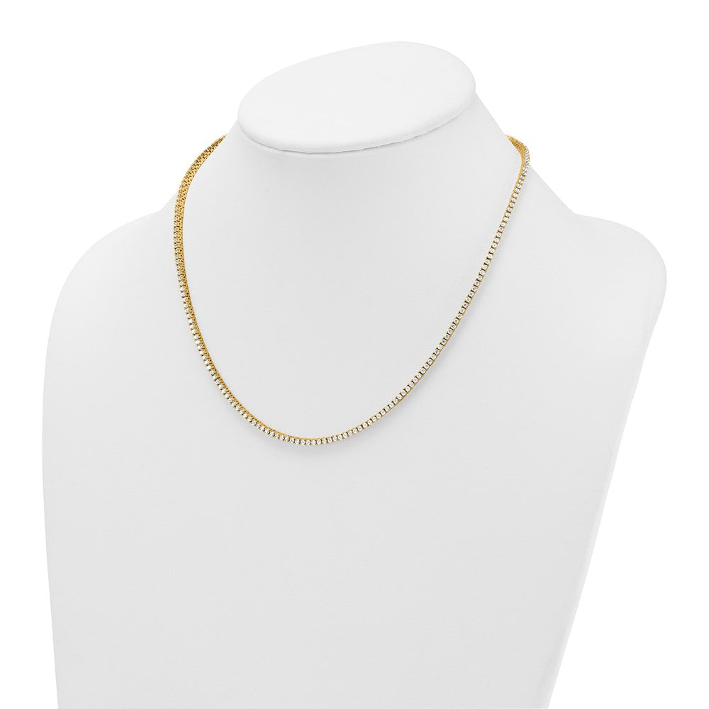 14k Yellow Gold 4 1/2 Ct. Lab Grown Diamond VS/SI+ G+ Round 18 inch Straight Tennis Necklace