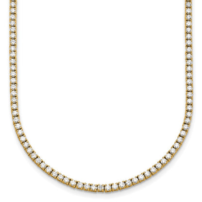 14K Yellow Gold 5 1/2 Carat Lab Grown Diamond Vs+ F+ Complete Round Straight Tennis Necklace