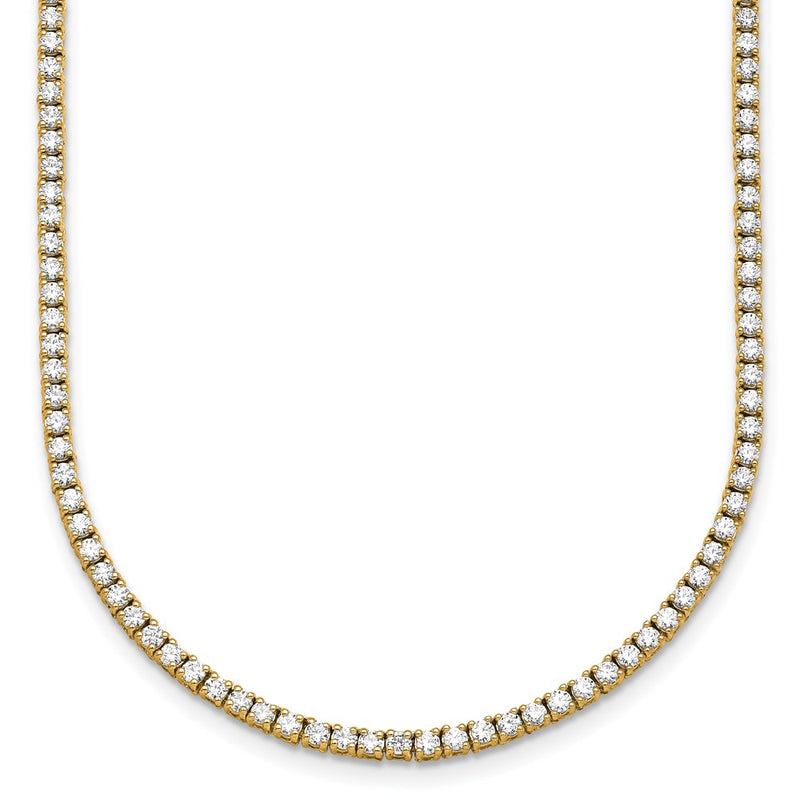 14K Yellow Gold 5 1/2 Carat Lab Grown Diamond Vs+ F+ Complete Round Straight Tennis Necklace